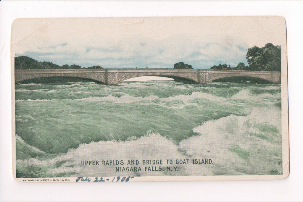 NY, NIAGARA FALLS - Bridge to Goat Island, Upper Rapids (original SOLD) w01036