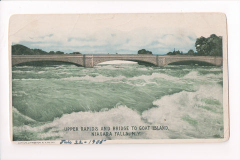 NY, Niagara Falls - Bridge to Goat Island, Upper Rapids - w01036