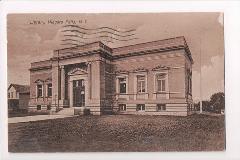 NY, Niagara Falls - Library, @1911 vintage F H Leslie postcard - w02603