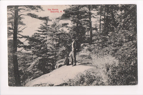 NY, ONEONTA - The rocks, man standing, boy - H Saunders card - A17148