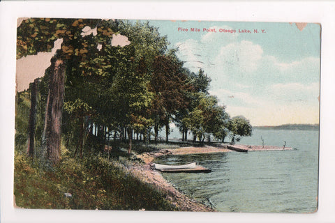 NY, Otsego Lake - Five Mile Point - Z17058 - postcard **DAMAGED / AS IS**