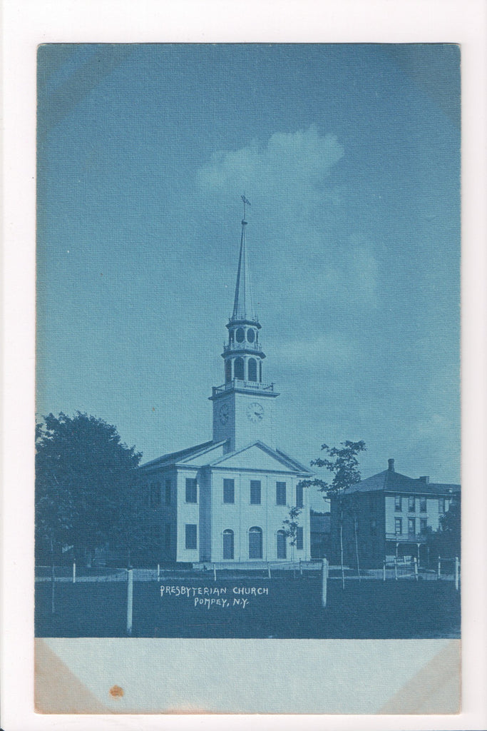NY, Pompey Presbyterian Church - Cyanotype picture - C17230