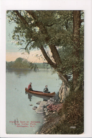 NY, ROCHESTER - Valley Park historic spot, men in canoe - A07109