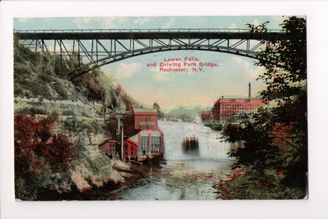 NY, Rochester - Lower Falls, Driving Park Bridge postcard - D17392