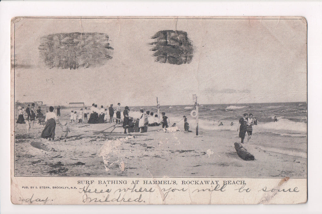 NY, ROCKAWAY BEACH - at Hammels - Q-0029 - I Stern postcard **DAMAGED / AS IS**