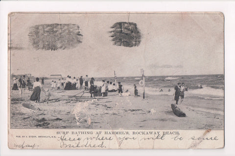 NY, Rockaway Beach - at Hammels - Q-0029 - I Stern postcard **DAMAGED / AS IS**
