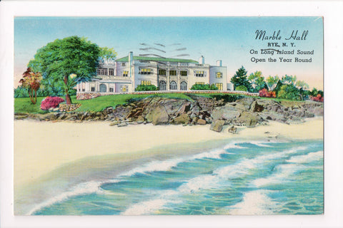 NY, Rye - Marble Hall - on Long Island Sound - @1958 postcard - w03031