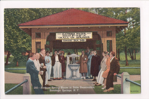 NY, SARATOGA SPRINGS - Hathorn Spring House closeup, people - w03354