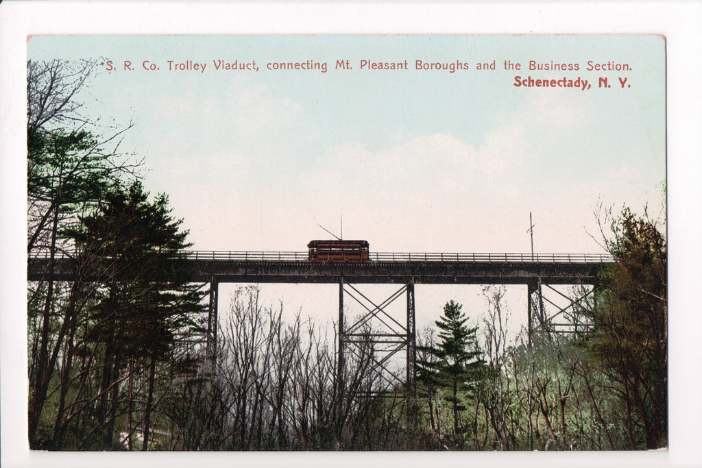 NY, SCHENECTADY - S R Co Trolley Viaduct closeup postcard - D17250