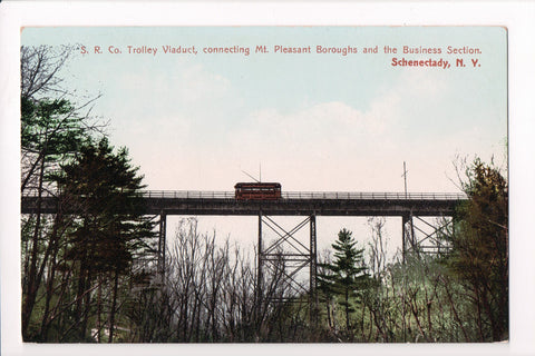 NY, SCHENECTADY - S R Co Trolley Viaduct closeup postcard - D17250