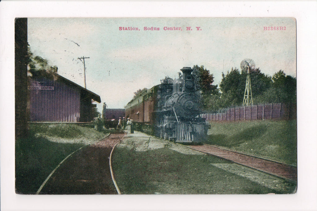 NY, Sodus Center - Station, Locomotive, windmill of sorts - D17226