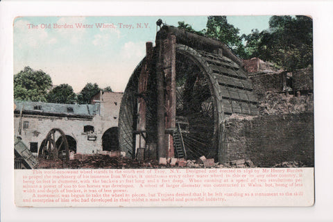 NY, TROY - Old Burden Water Wheel closeup Postcard - D17060
