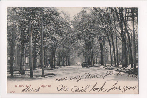 NY, Utica - Rutger St - @1907 postcard - DPO cancel Gravesville, NY - w01711