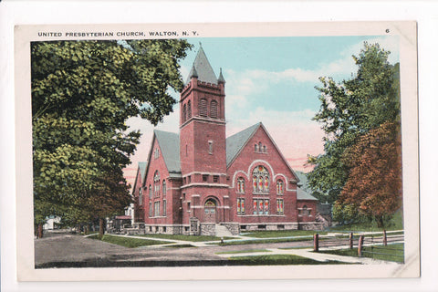 NY, Walton - United Presbyterian Church postcard - D17192