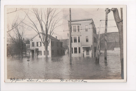 NY, Waterford - Upper Third St with 2 houses, flooded RPPC - MB0315