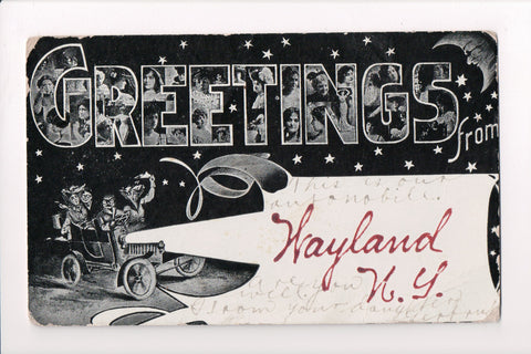 NY, WAYLAND - Greetings from postcard - D17182