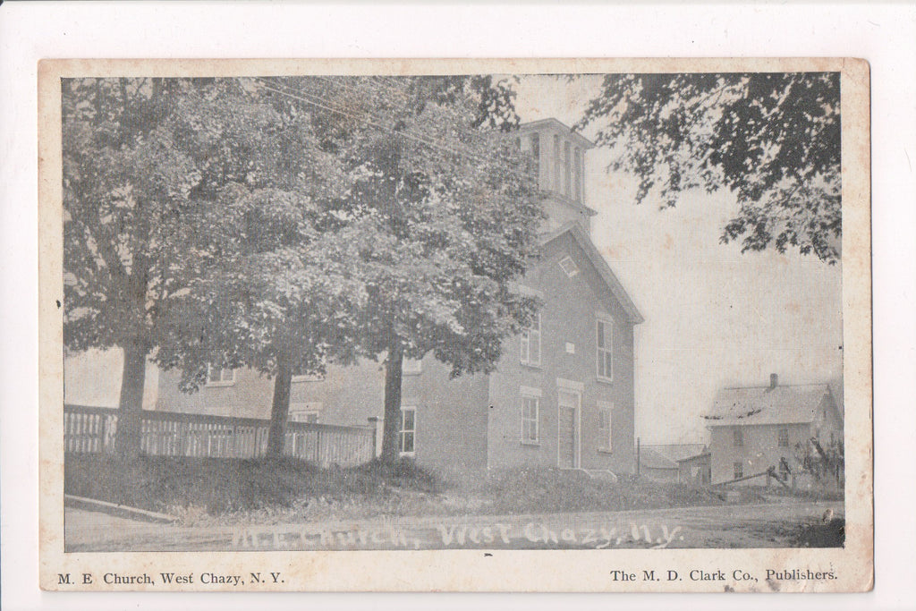 NY, WEST CHAZY - M E Church, @1922 M D Clark Co postcard - SH7007