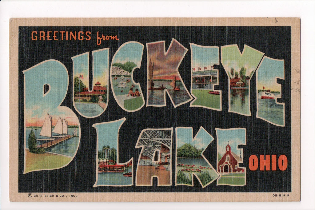 OH, BUCKEY LAKE - Greetings from, Large Letter postcard - CR0542