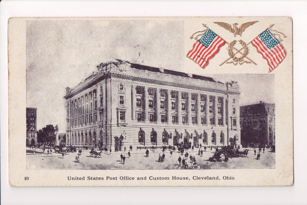 OH, Cleveland - US Post Office, Custom House, embossed flags - A06449