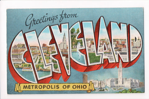 OH, CLEVELAND - Greetings from, Large Letter postcard - B08269