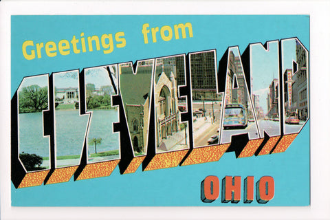 OH, CLEVELAND Greetings from, Large Letter postcard - B08284
