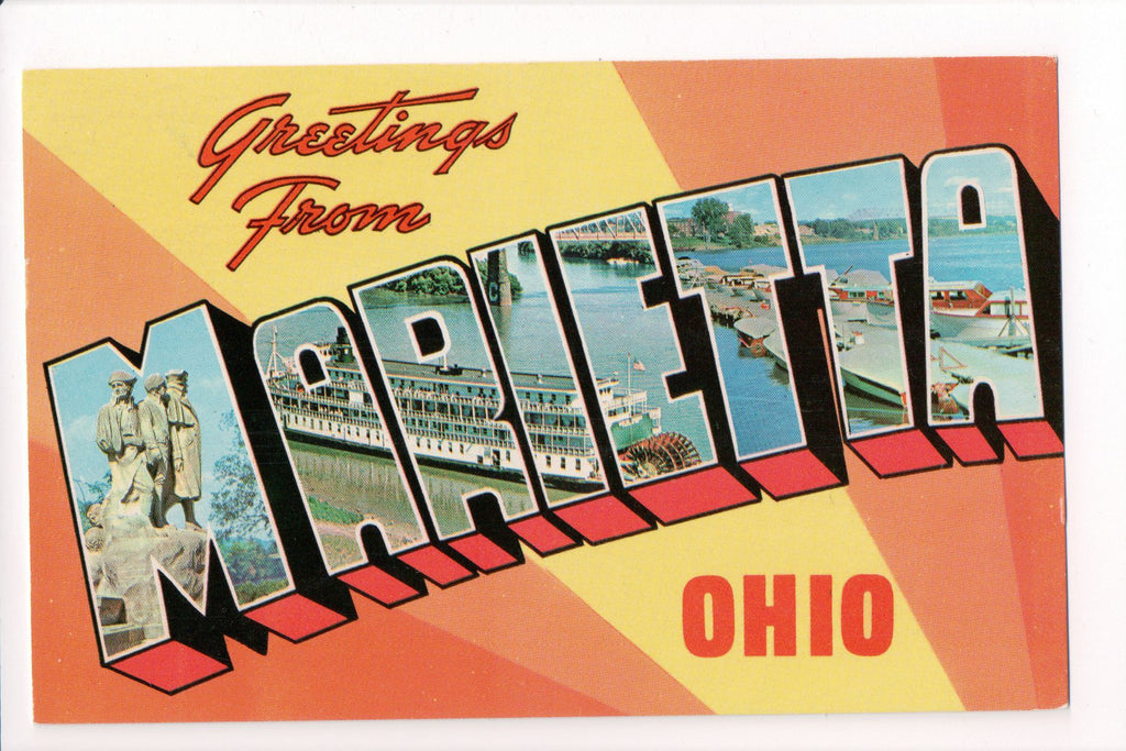 OH, Marietta - Greetings from, Large Letter postcard - B08288