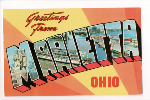 OH, MARIETTA - Greetings from, Large Letter postcard - B08288