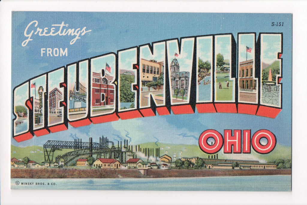 OH, STEUBENVILLE - Greetings from, Large Letter postcard - B08270