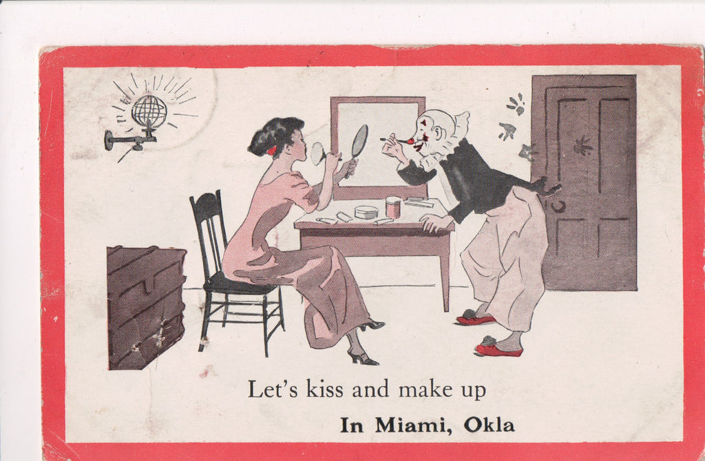 OK, Miami - LETS KISS AND MAKE UP, Clown and lady, makeup - C17541