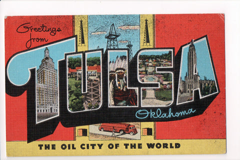 OK, TULSA - Greetings from, Large Letter postcard - C08576