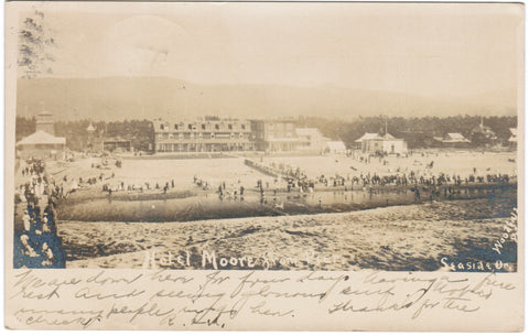 OR, SEASIDE - Hotel Moore view of beach area - Woodfield Photo RPPC - E09032