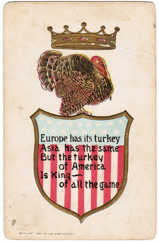 Vintage Patriotic, Turkey, Crown, Shield, Rose Company - PAT 606251