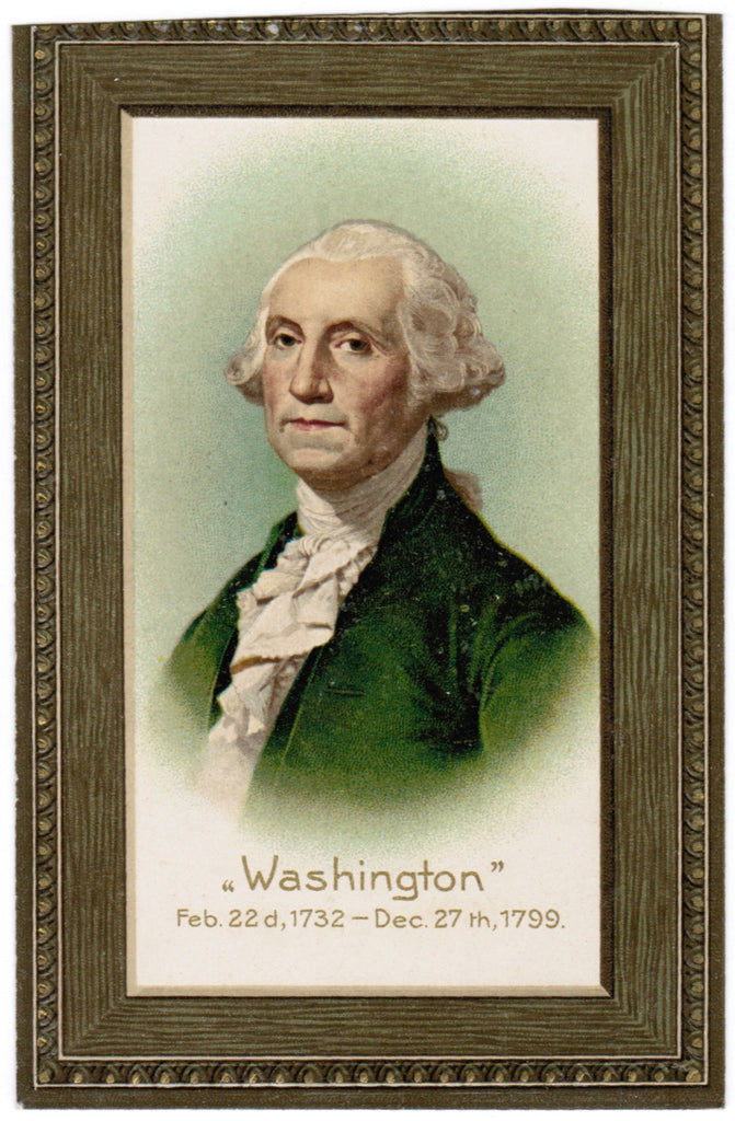 Vintage Patriotic Postcard Washington as if framed - B08196