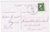 Vintage Patriotic Postcard Thanksgiving, flag, yellow rose - C08505