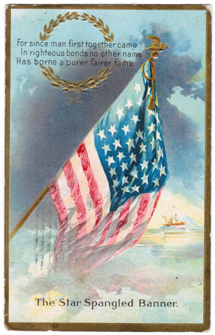 Vintage Patriotic Postcard Star Spangled Banner, US Flag - C08517