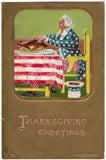 Vintage Patriotic Postcard Uncle Sam at Thanksgiving table - S01120