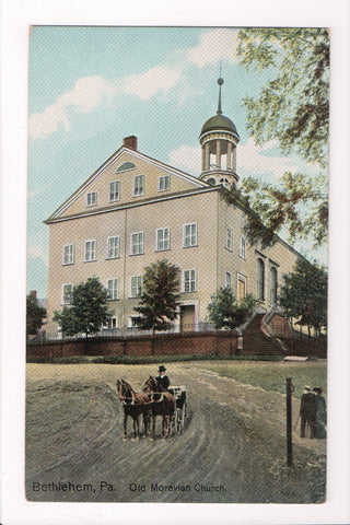 PA, Bethlehem - Old Moravian Church, horses with buggy - A17034