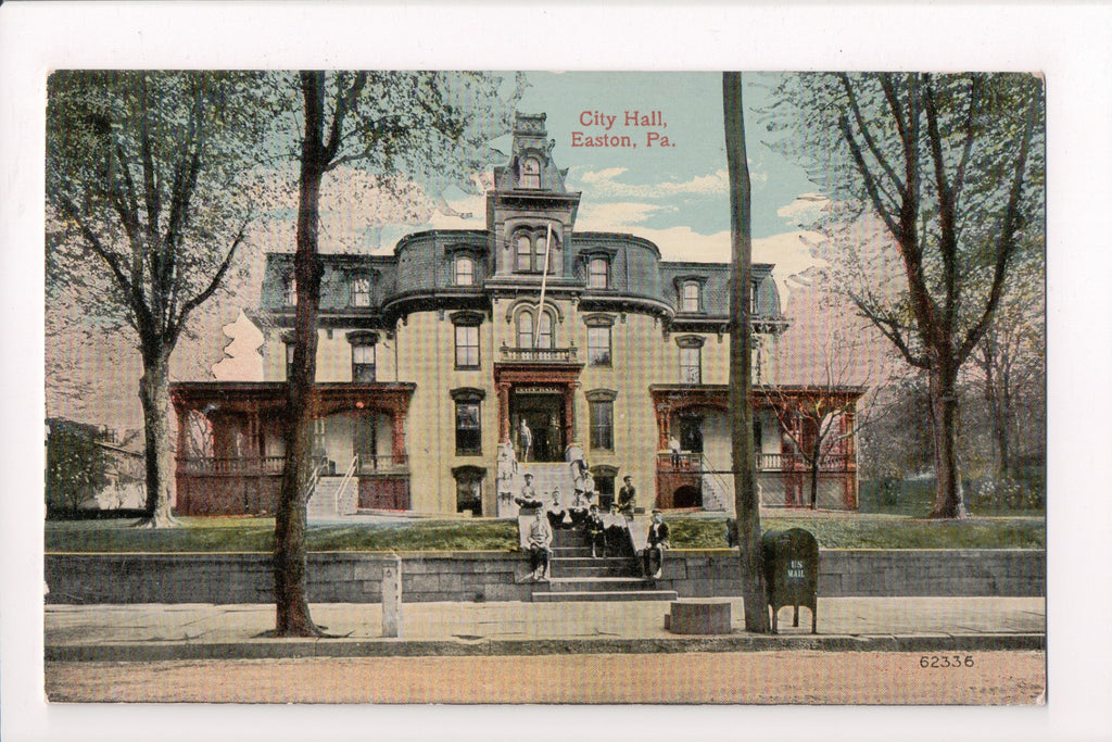 PA, Easton - City Hall, US Mail receptacle or box, people out front - NL0184