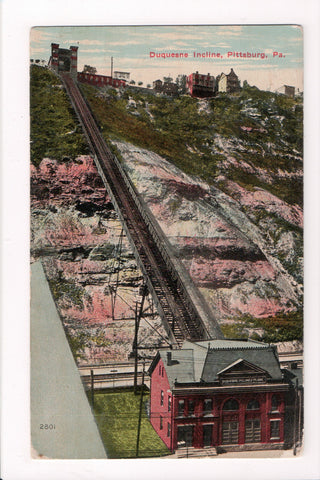 PA, Pittsburg - Duquesne Incline Plane building and tracks postcard - 800407