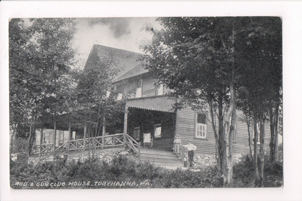 PA, Tobyhanna - Rod and Gun Club House, man and boy with fishing poles - D08123