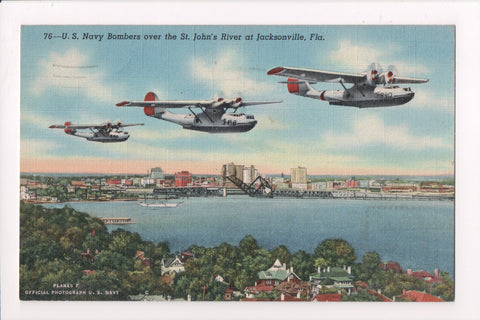 FL, Jacksonville - US Navy Bomber planes above - @1947 postcard - w00973