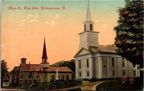 VT, Williamstown - Main St - 2 churches - old postcard - R00199