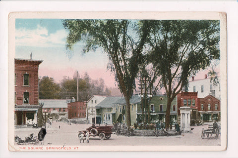 VT, SPRINGFIELD - The Square, steel bridge - vintage postcard - R00219