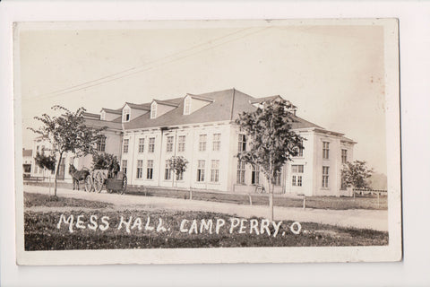 OH, CAMP PERRY - Mess Hall - army men in wagon - RPPC - R00310