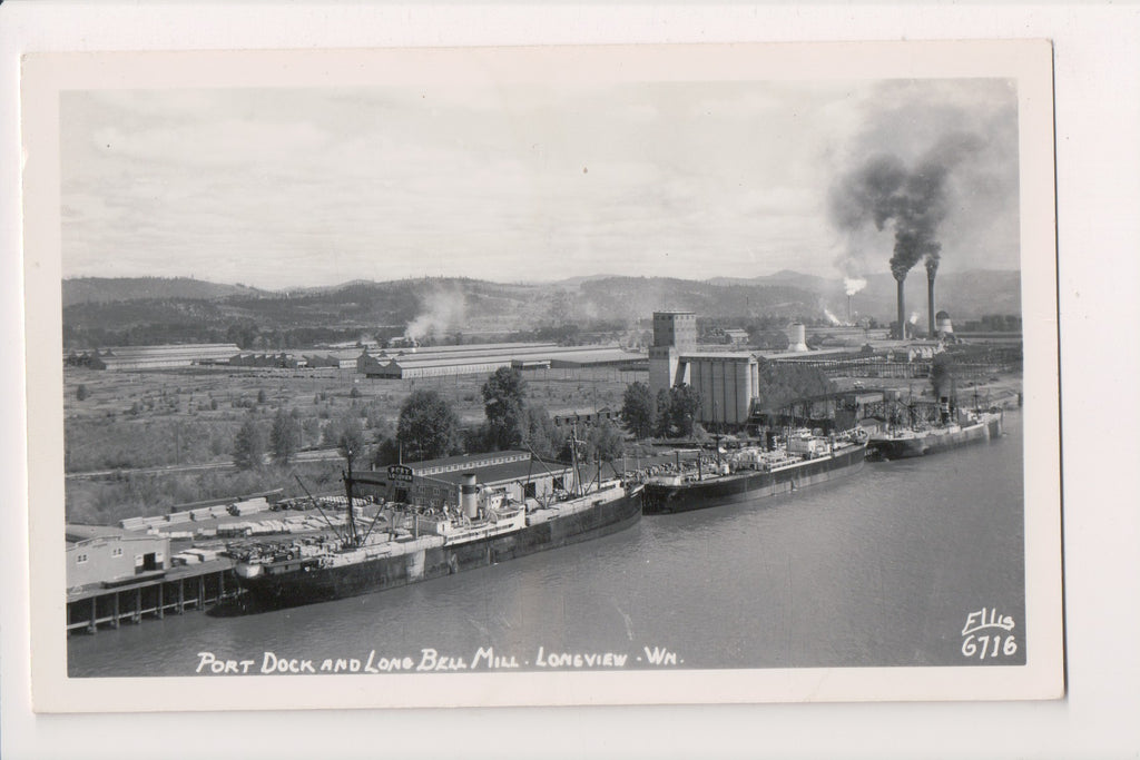 WA, LONGVIEW - LONG BELL MILL, PORT DOCK - RPPC - R00364