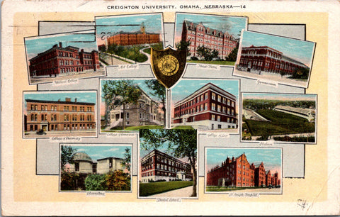 NE, Omaha - Creighton University - 1935 Multi View postcard - R00482