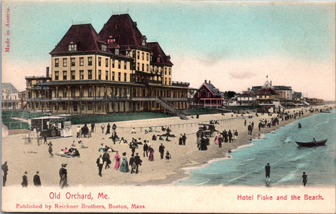 ME, Old Orchard - Hotel Fiske and beach - Reichner Brothers postcard - R00540