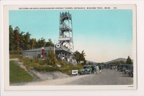 MA, Mohawk Trail - Entrance, Texaco? pump, sign postcard - R00900