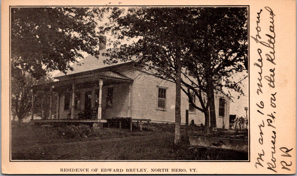 VT, NORTH HERO - Edward Bruley Residence - 1909 postcard - R01077