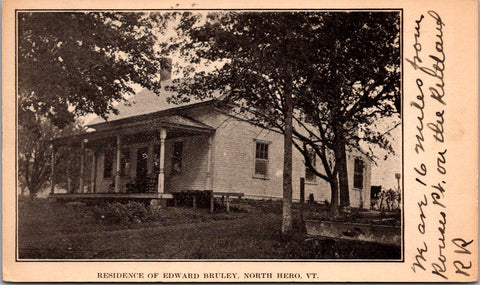 VT, North Hero - Edward Bruley Residence - 1909 postcard - R01077